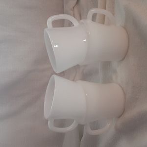 4 Vintage Federal Milk Glass Coffee Cup/Mugs